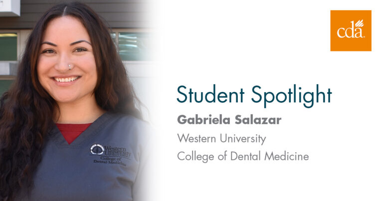 Headshot of student, Gabriela Salazar and school name.