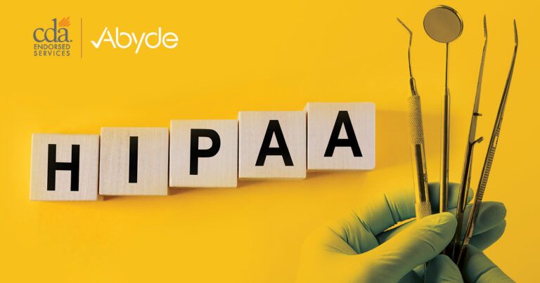 CDA Endorsed Services logo next to Abyde's logo, above text that reads "HIPAA"